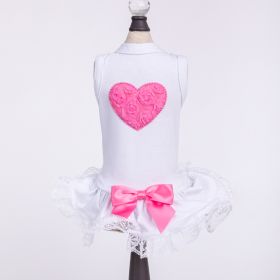 Puff Heart Lace Dog Dress (Color: Hot Pink, size: MD)
