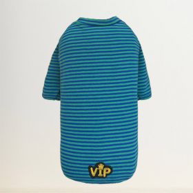 VIP Baby Dog Tee (Color: Striped Teal, size: LG)